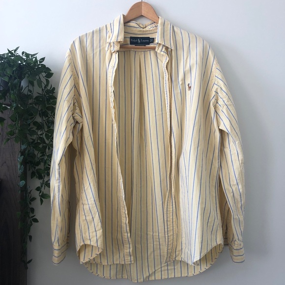 ❌SOLD❌ Ralph Lauren Yellow Striped Button Down - Picture 2 of 4